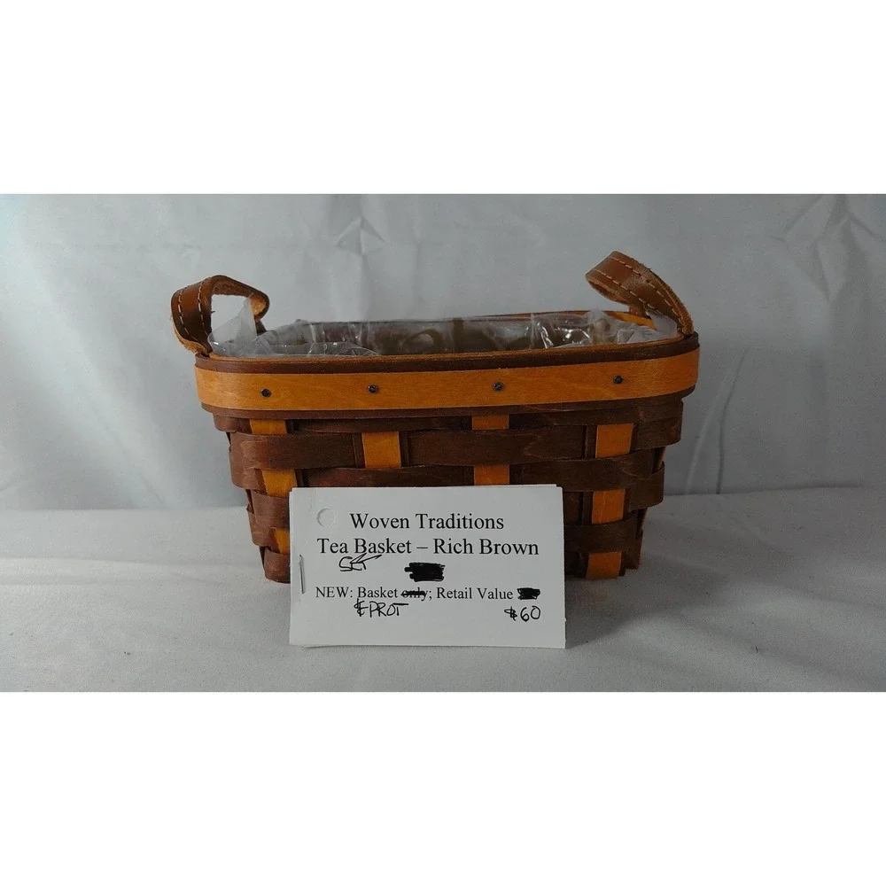 Longaberger Woven Traditions Tea Basket Set - Rich Brown
